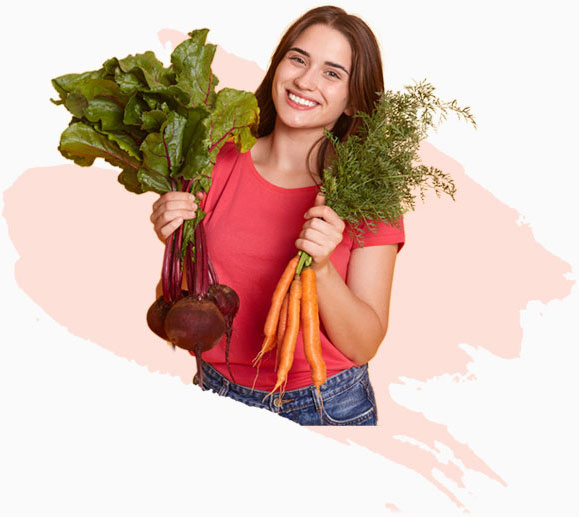 Girl with organic food